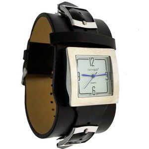 New 40 mm Wide Black Cuff Bracelet Square Watch